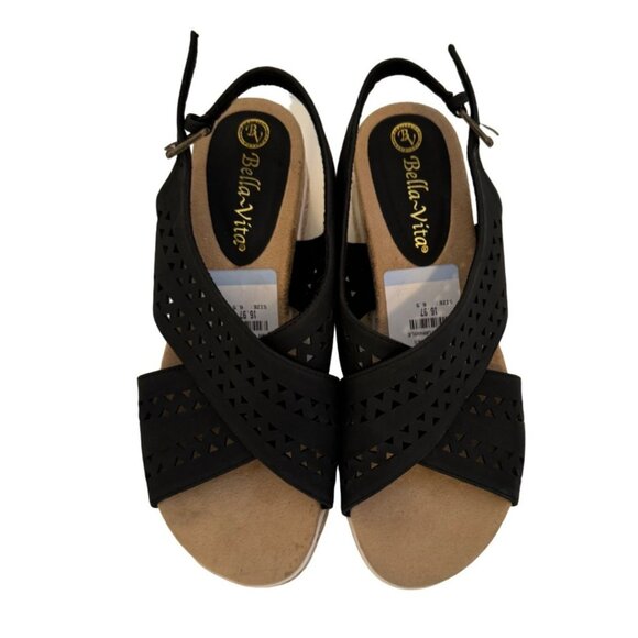 Bella Vita Black Wedge Sandals Women's Size 6.5 NWT - Picture 4 of 8